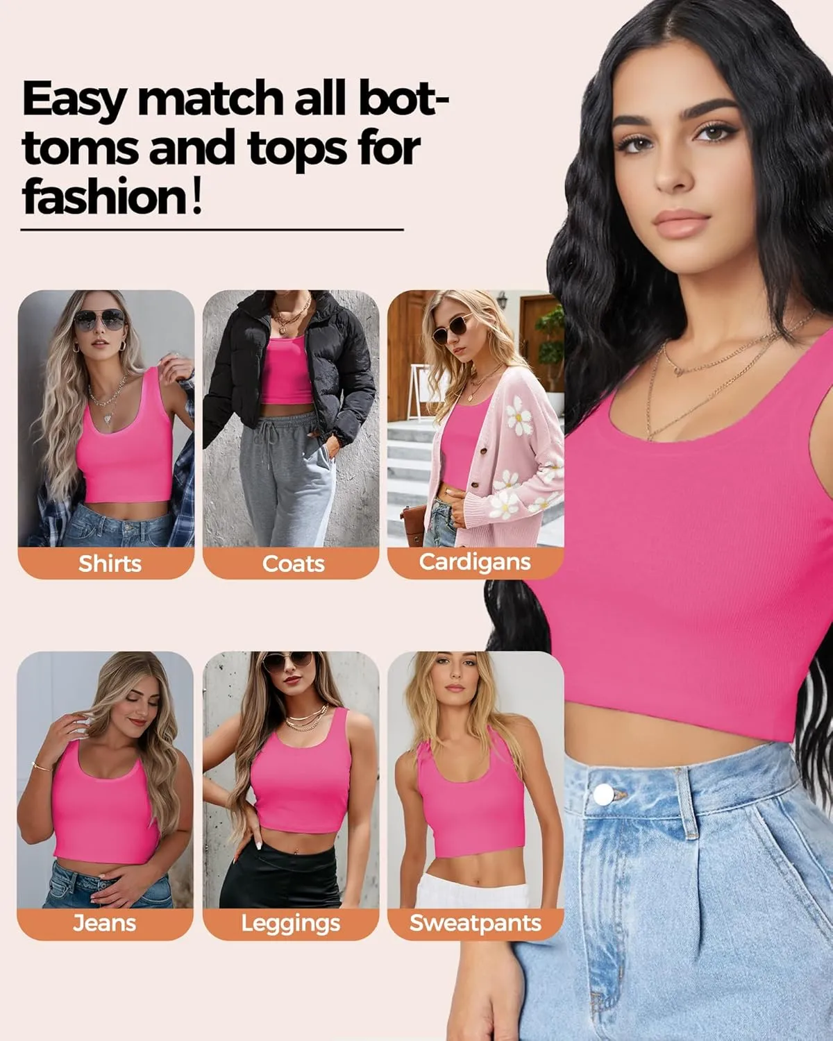 1-3Pcs Crop Tops for Women, U Neck Sleeveless Tank Tops, Basic Cropped Racerback Going Out Tops Athletic Sports Shirts