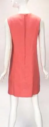 1960s Donald Brooks Salmon Linen Sleeveless Shift Dress