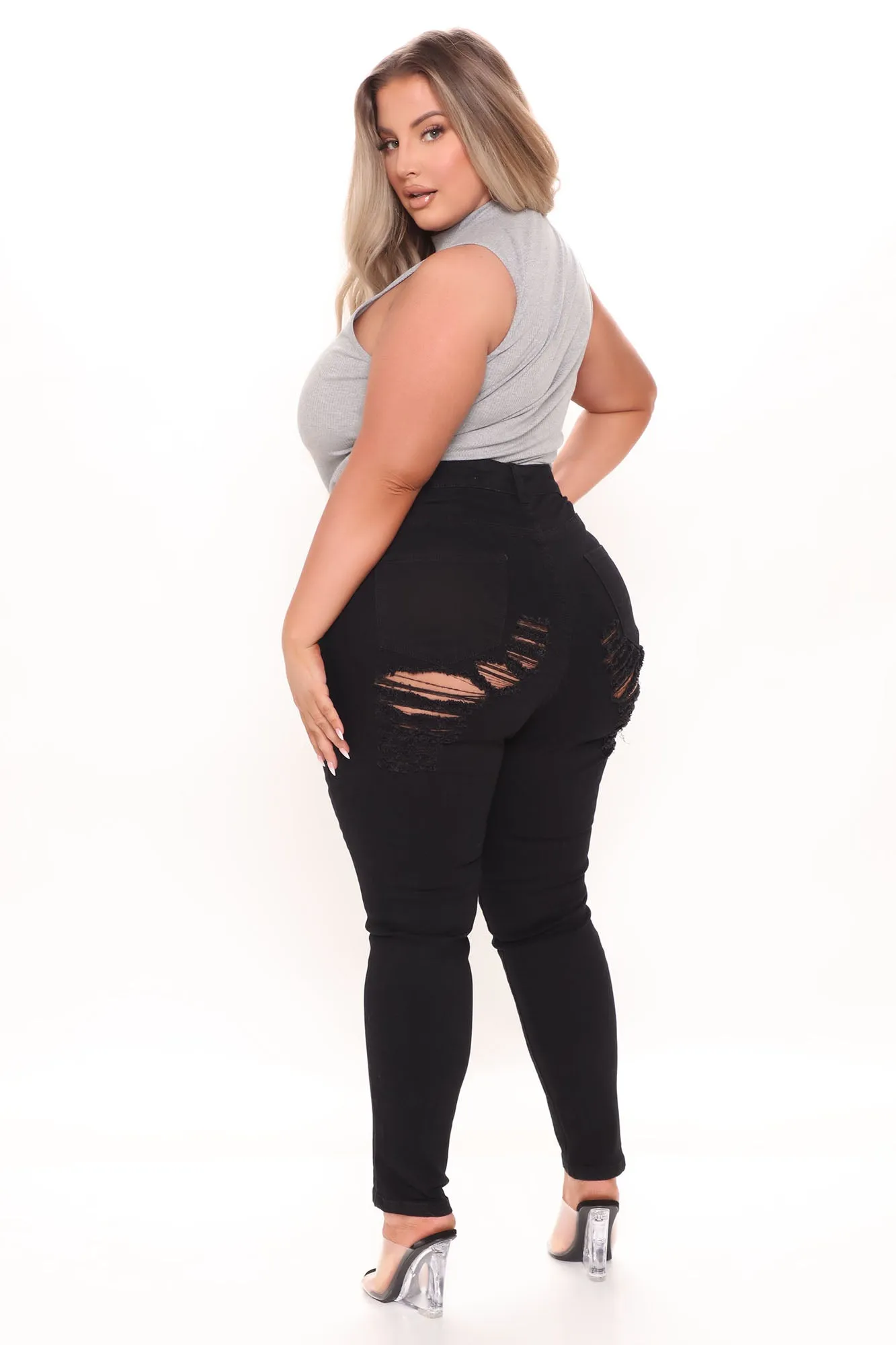 All The Booty Ripped Skinny Jeans - Black