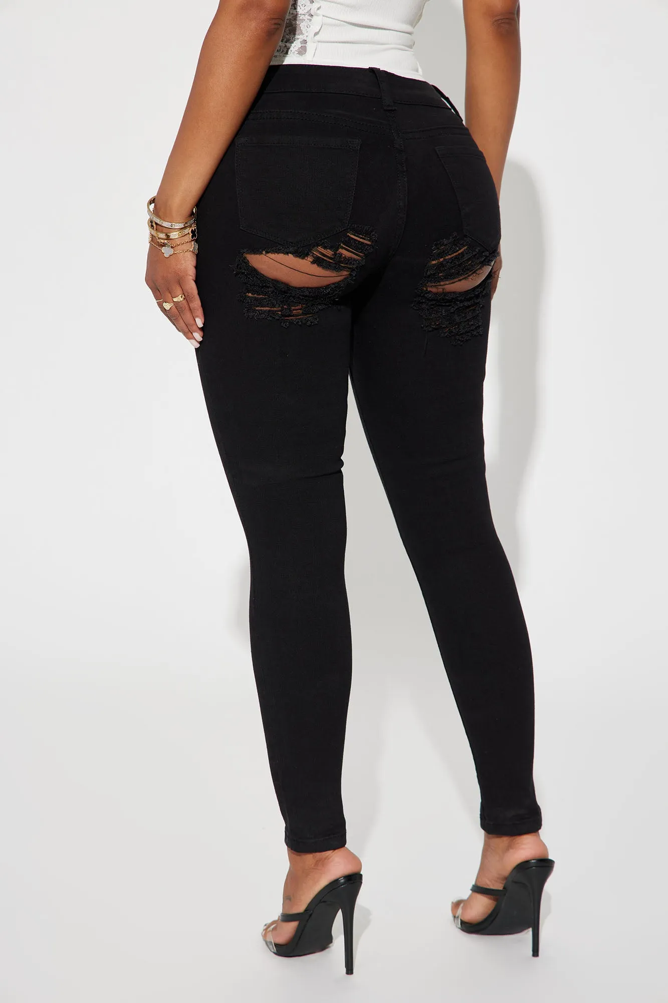 All The Booty Ripped Skinny Jeans - Black