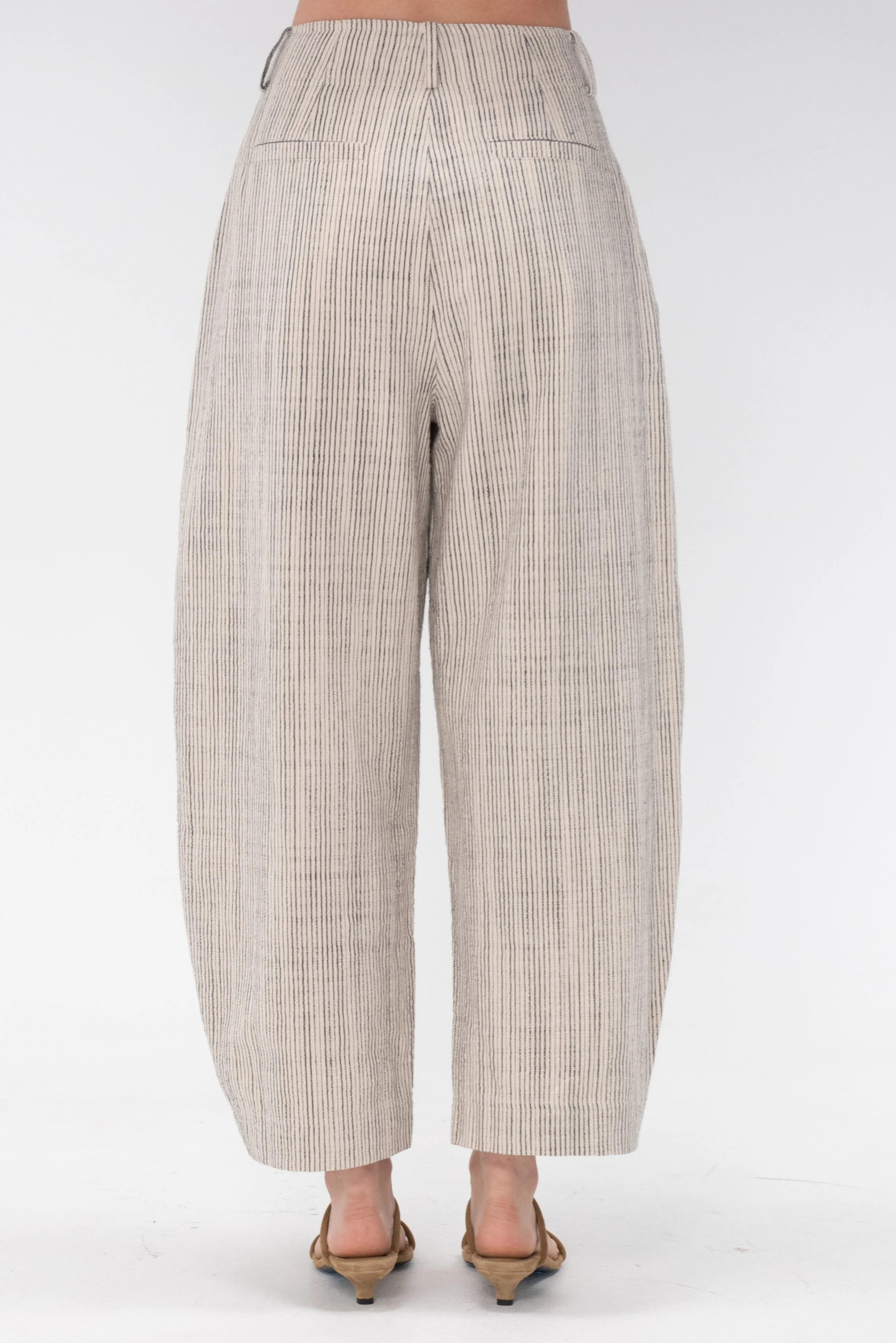 Bari Crop Trouser, Cream Pinstripe