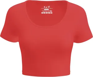 Basic Crop Tops for Women Short Sleeve T-Shirts Scoop Neck Cropped Shirts Women's Crop Top Cute Summer Tops Slim Fit Tees
