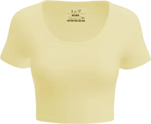 Basic Crop Tops for Women Short Sleeve T-Shirts Scoop Neck Cropped Shirts Women's Crop Top Cute Summer Tops Slim Fit Tees