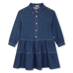 BILLIEBLUSH LOGO BACK LONG SLEEVE DENIM DRESS