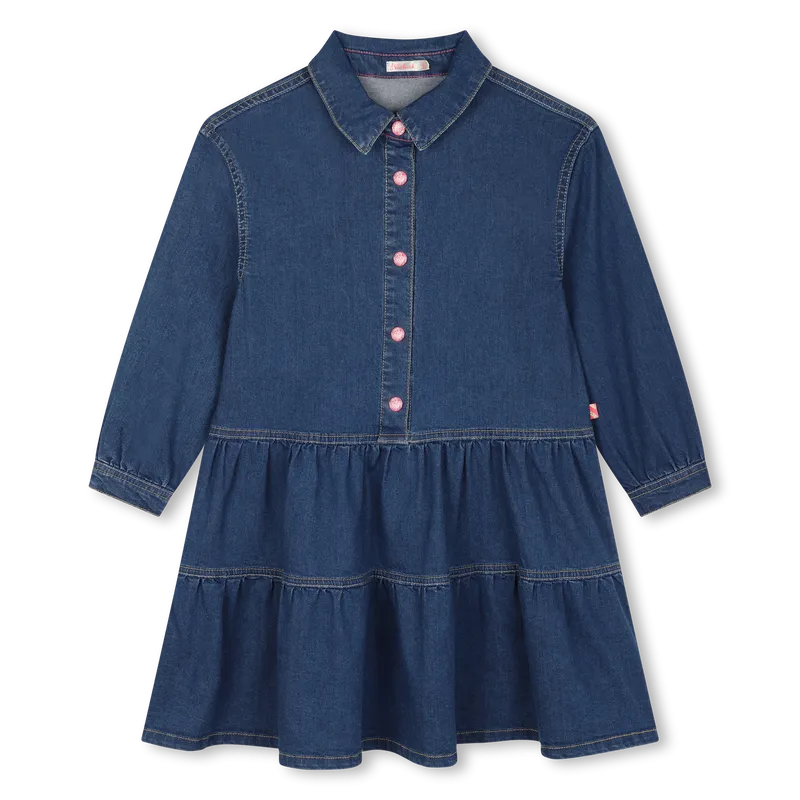 BILLIEBLUSH LOGO BACK LONG SLEEVE DENIM DRESS