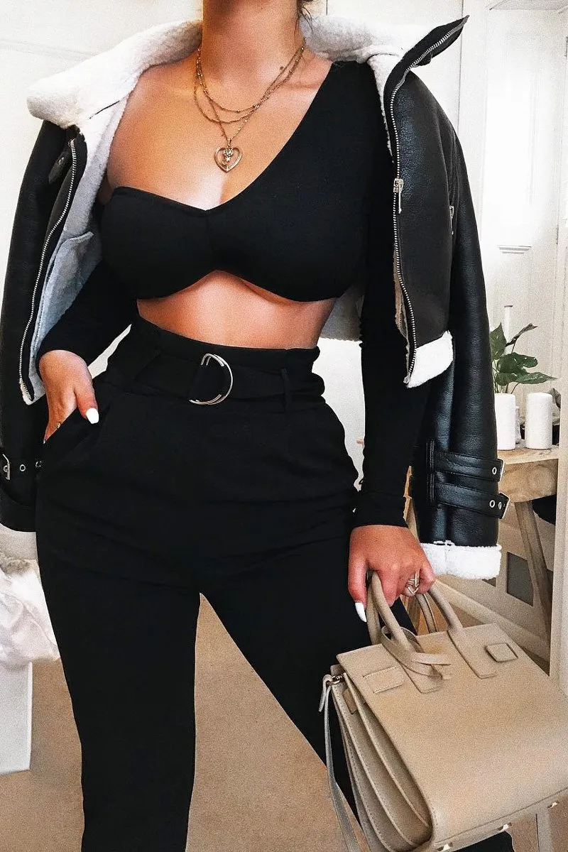 Black Asymmetric Crop Top - Nicki