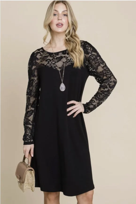 Black Dress w/Lace Sleeves - #8315-8320