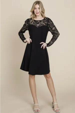 Black Dress w/Lace Sleeves - #8315-8320