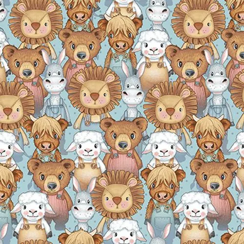 Boho Buddies Blue  -  1716-11 Crowded Buddies