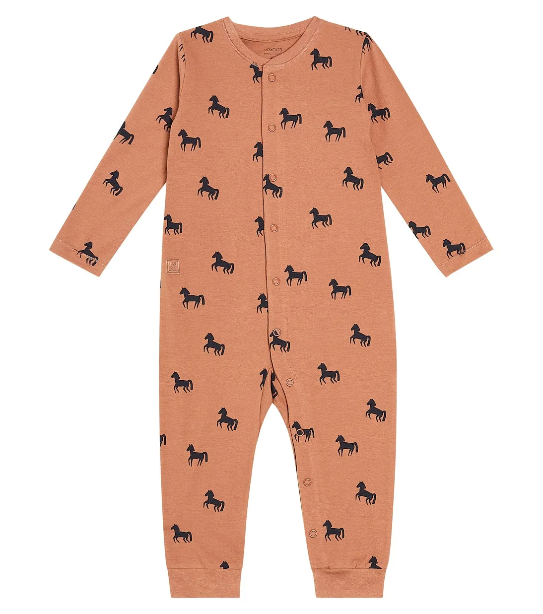 Cotton blend romper with baby birk Liewood print, black