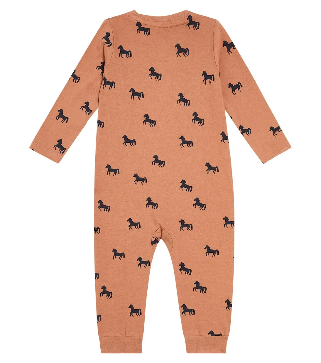 Cotton blend romper with baby birk Liewood print, black