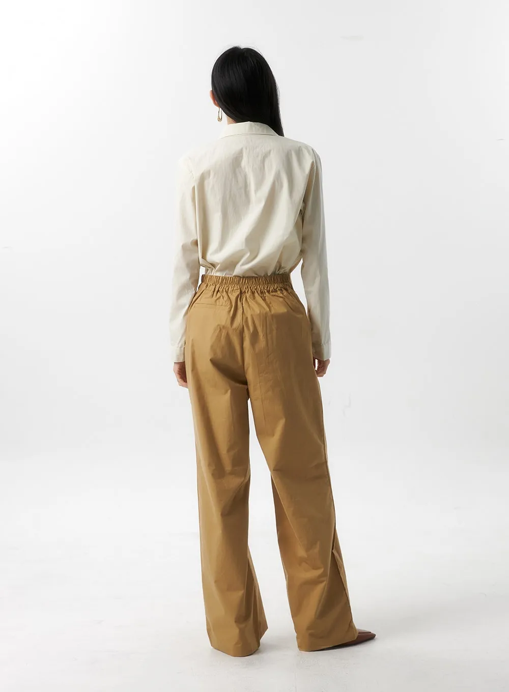 Cotton Pintuck Wide Leg Pants IS315