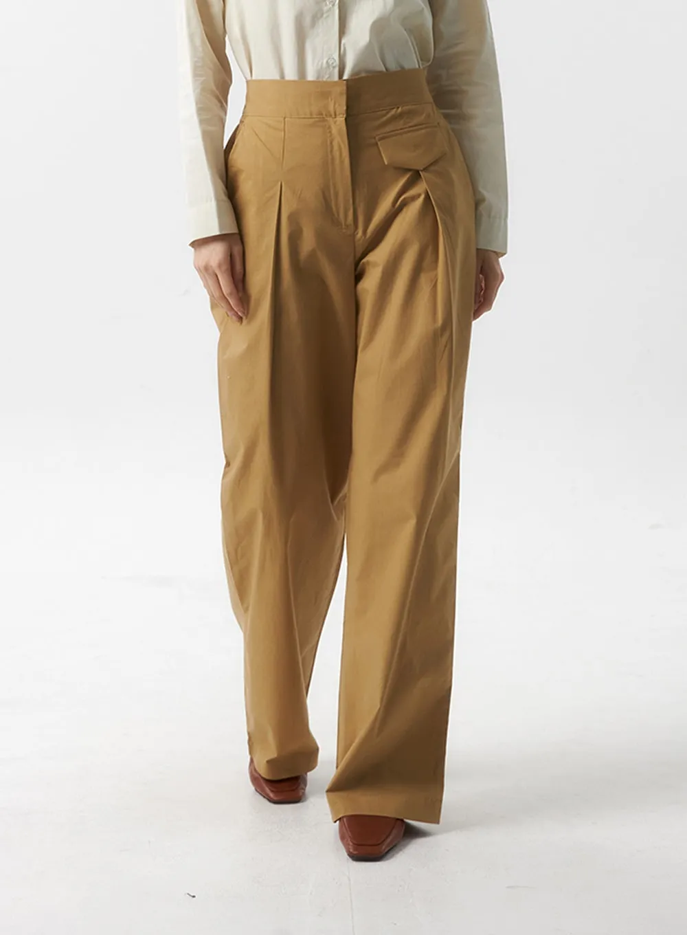 Cotton Pintuck Wide Leg Pants IS315