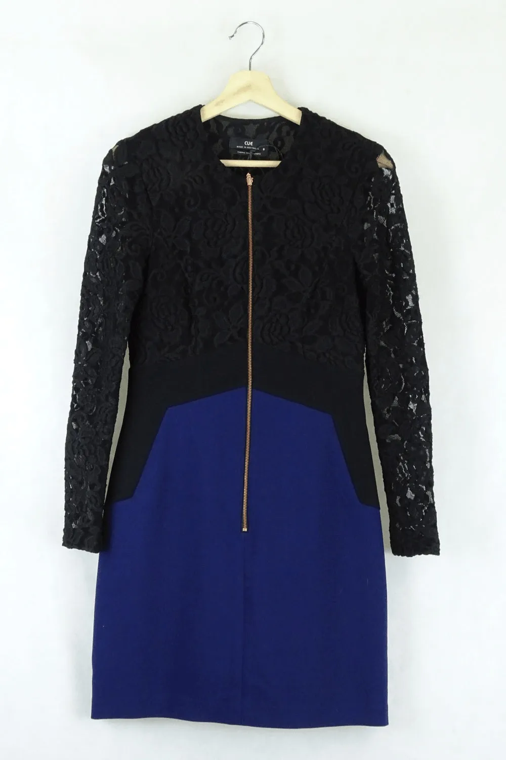 Cue Black Lace And Blue Dress 8