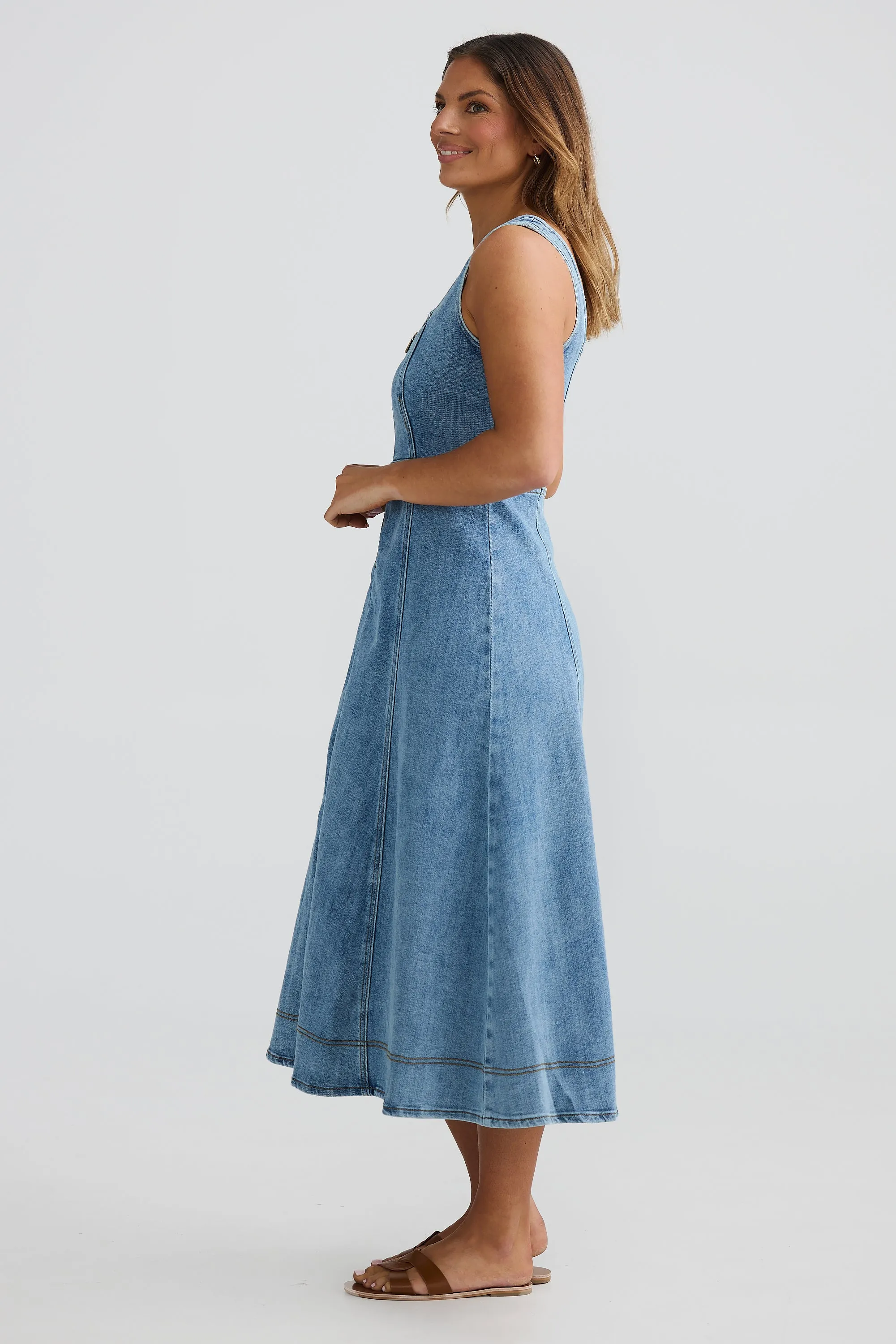 Denim Midi Dress - Blue Denim