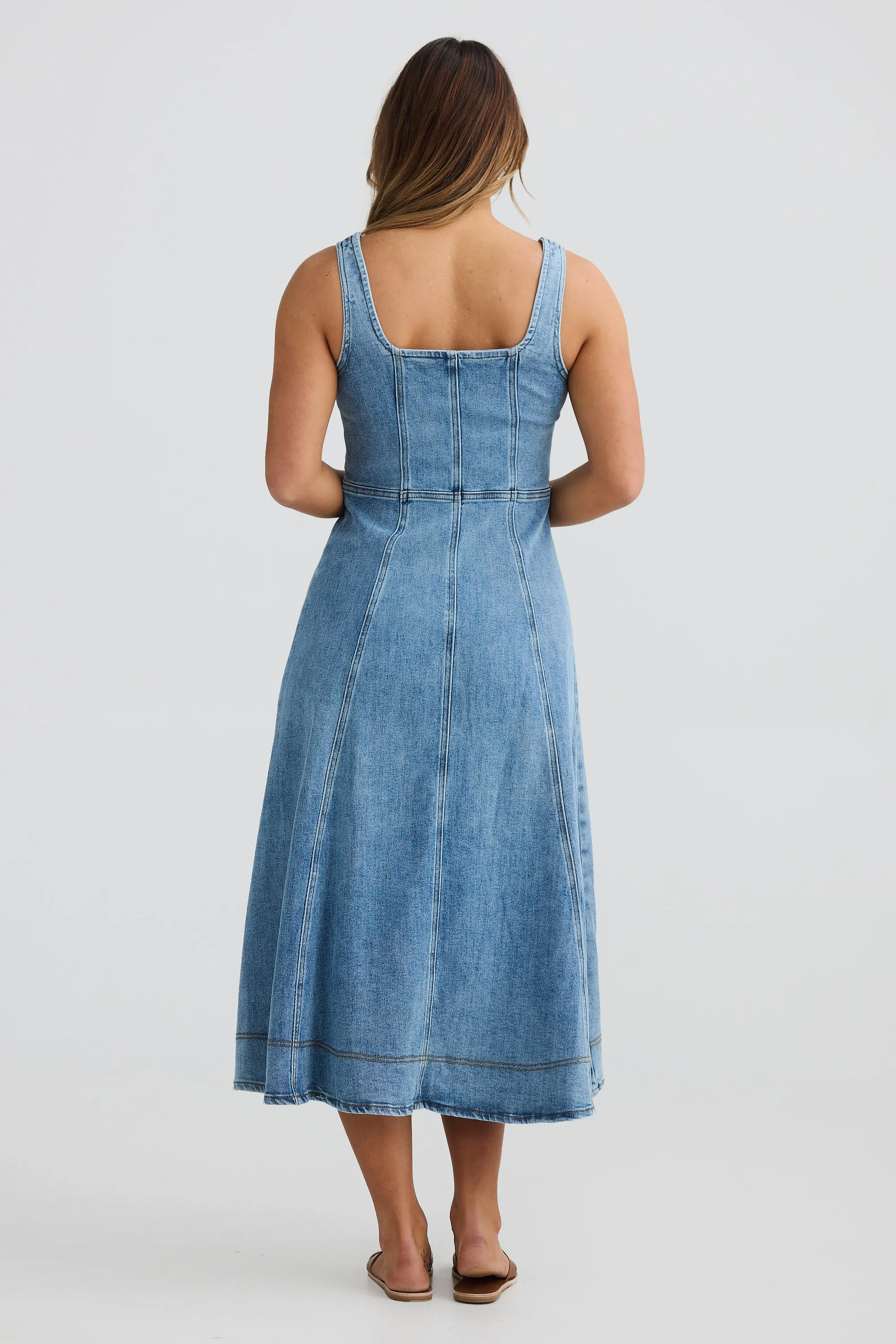 Denim Midi Dress - Blue Denim