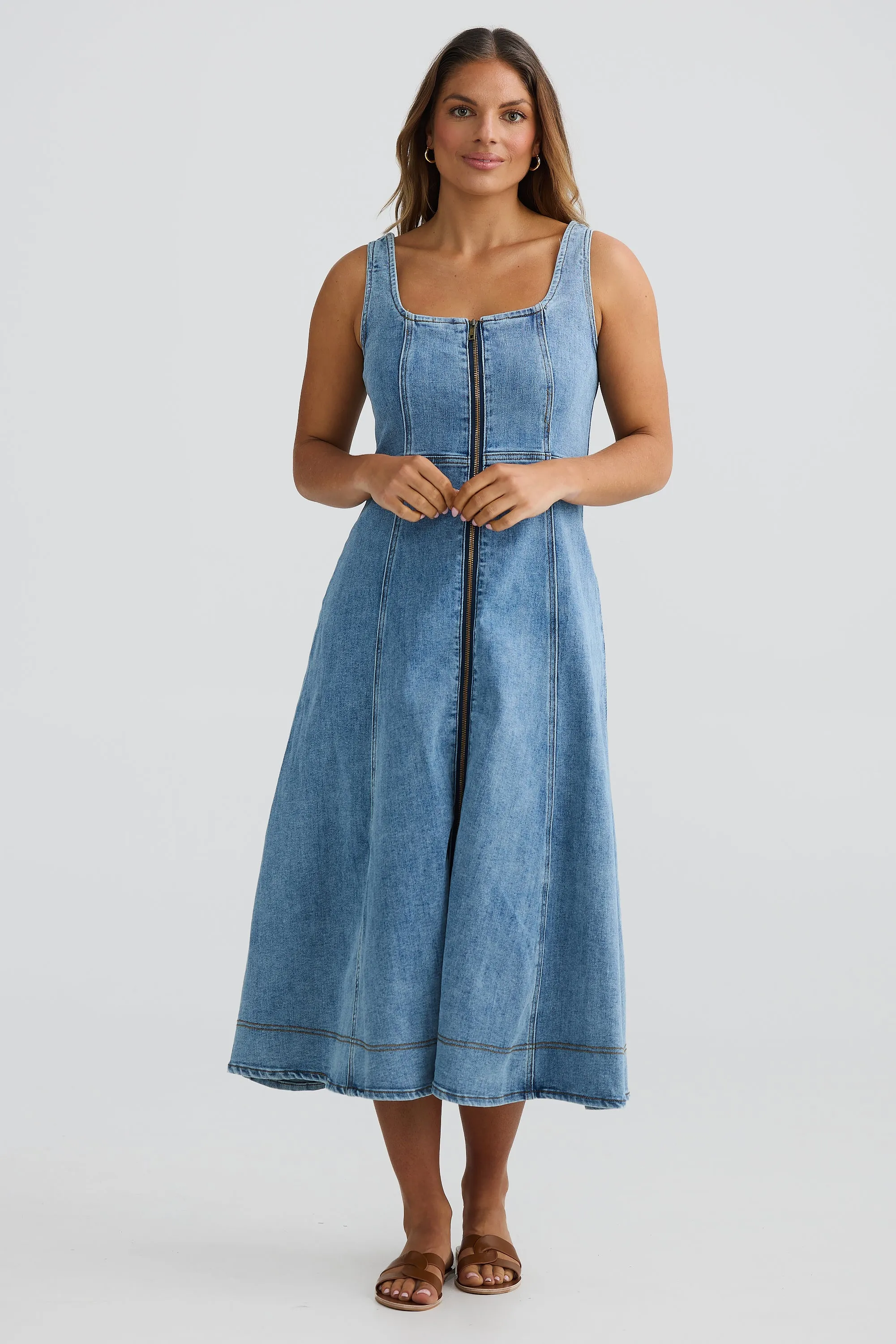 Denim Midi Dress - Blue Denim