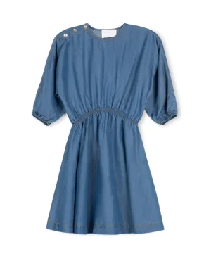 DENIM WAISTED SIDE BUTTON DRESS