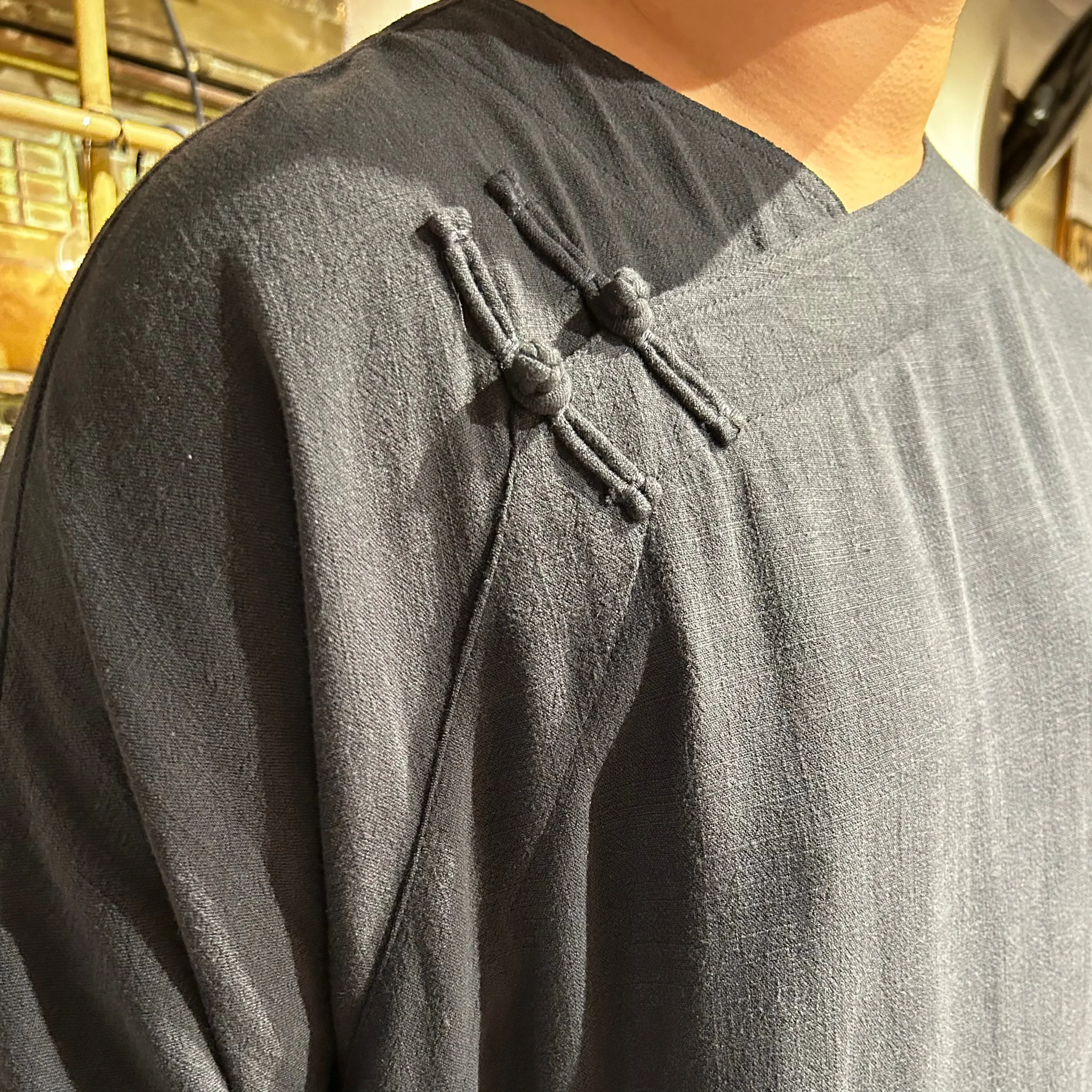 Double Knot Slant Lapel Top, Midnight Blue