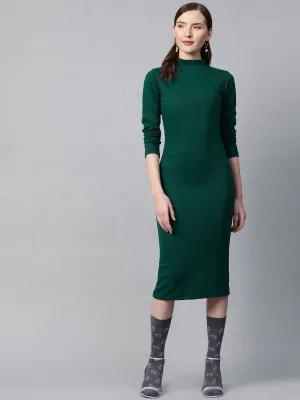 Emerald Rib Full Sleeve Bodycon Dress