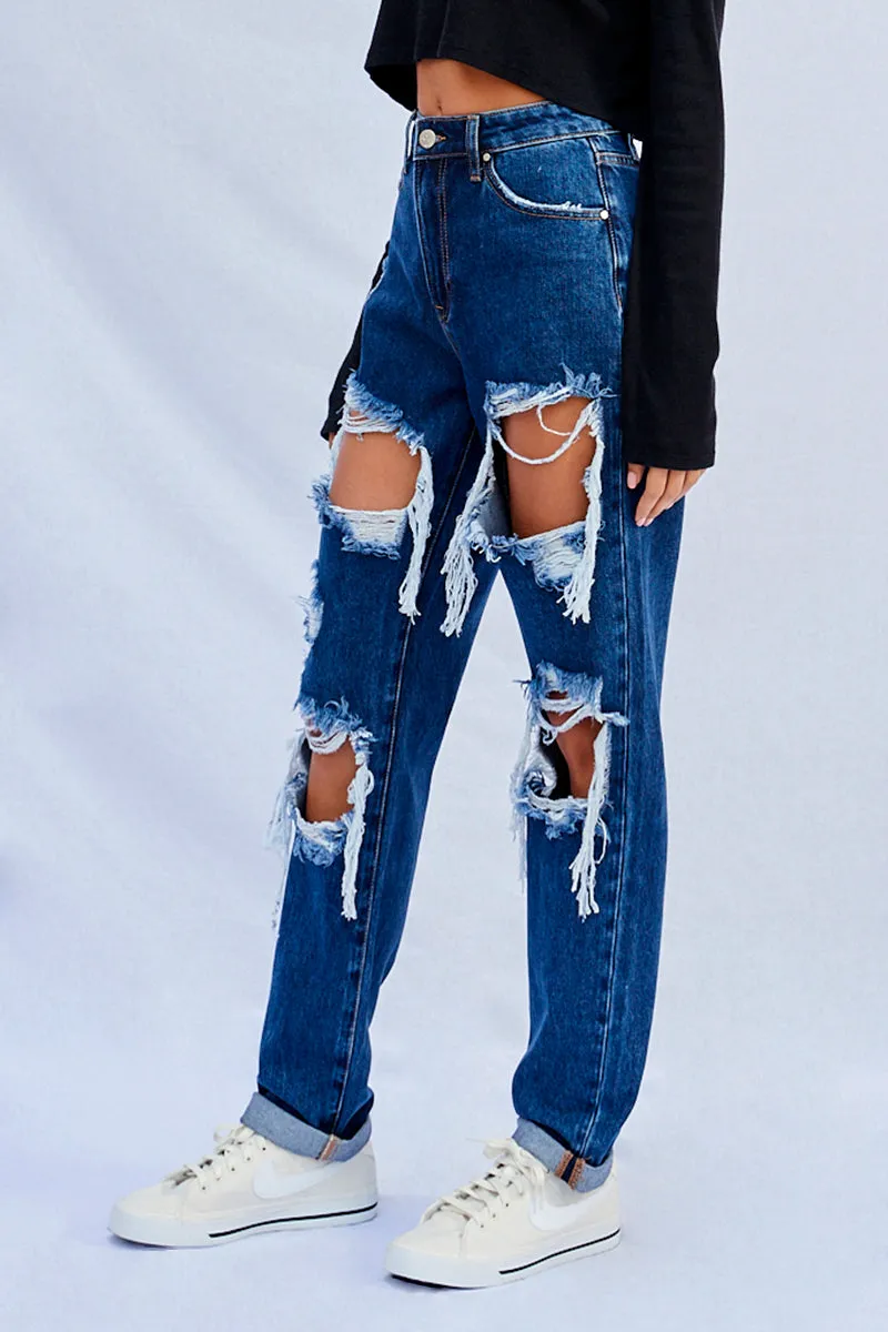 Favorite Look High Waist Ripped Baggy Jeans