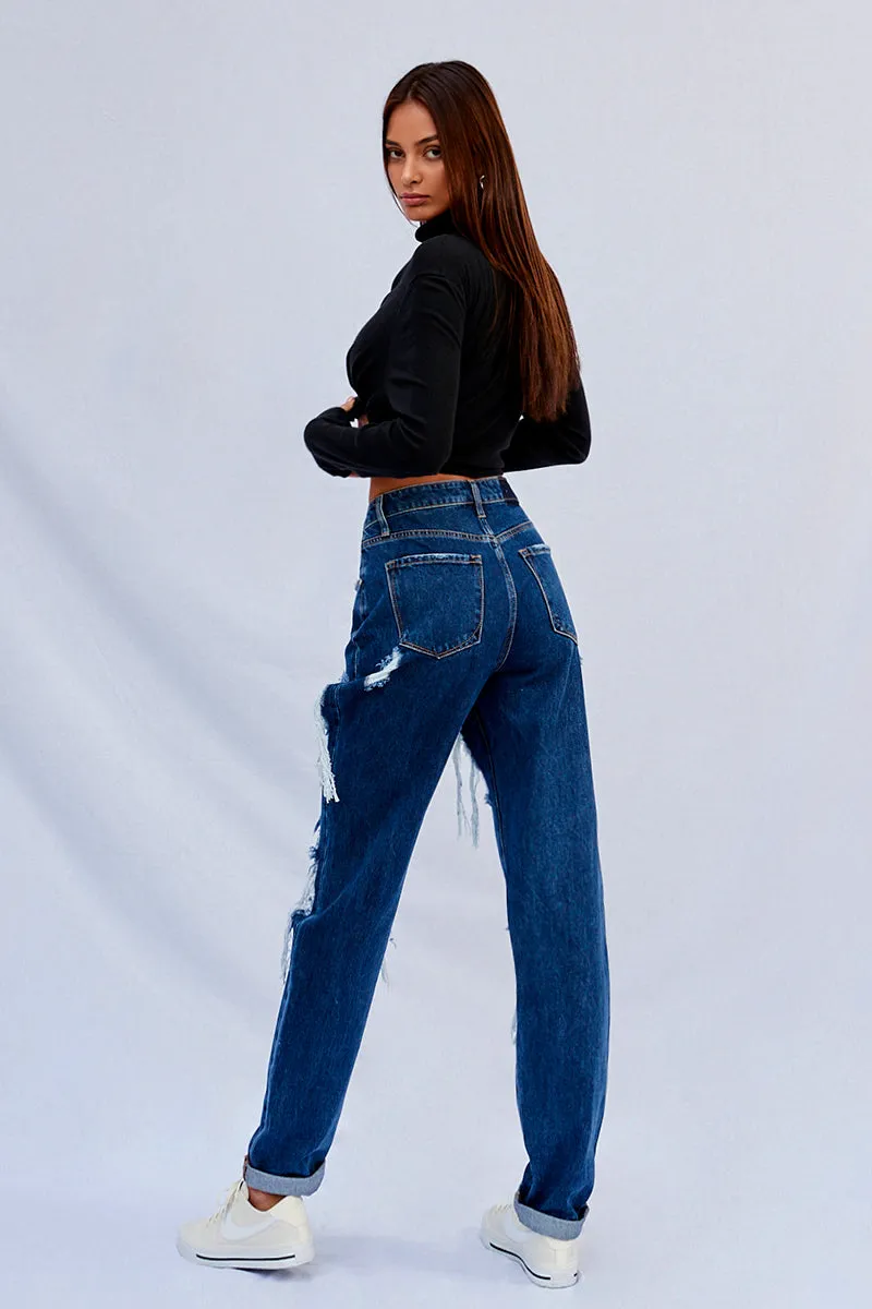 Favorite Look High Waist Ripped Baggy Jeans