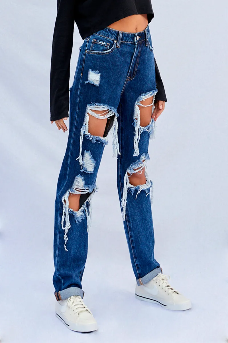 Favorite Look High Waist Ripped Baggy Jeans
