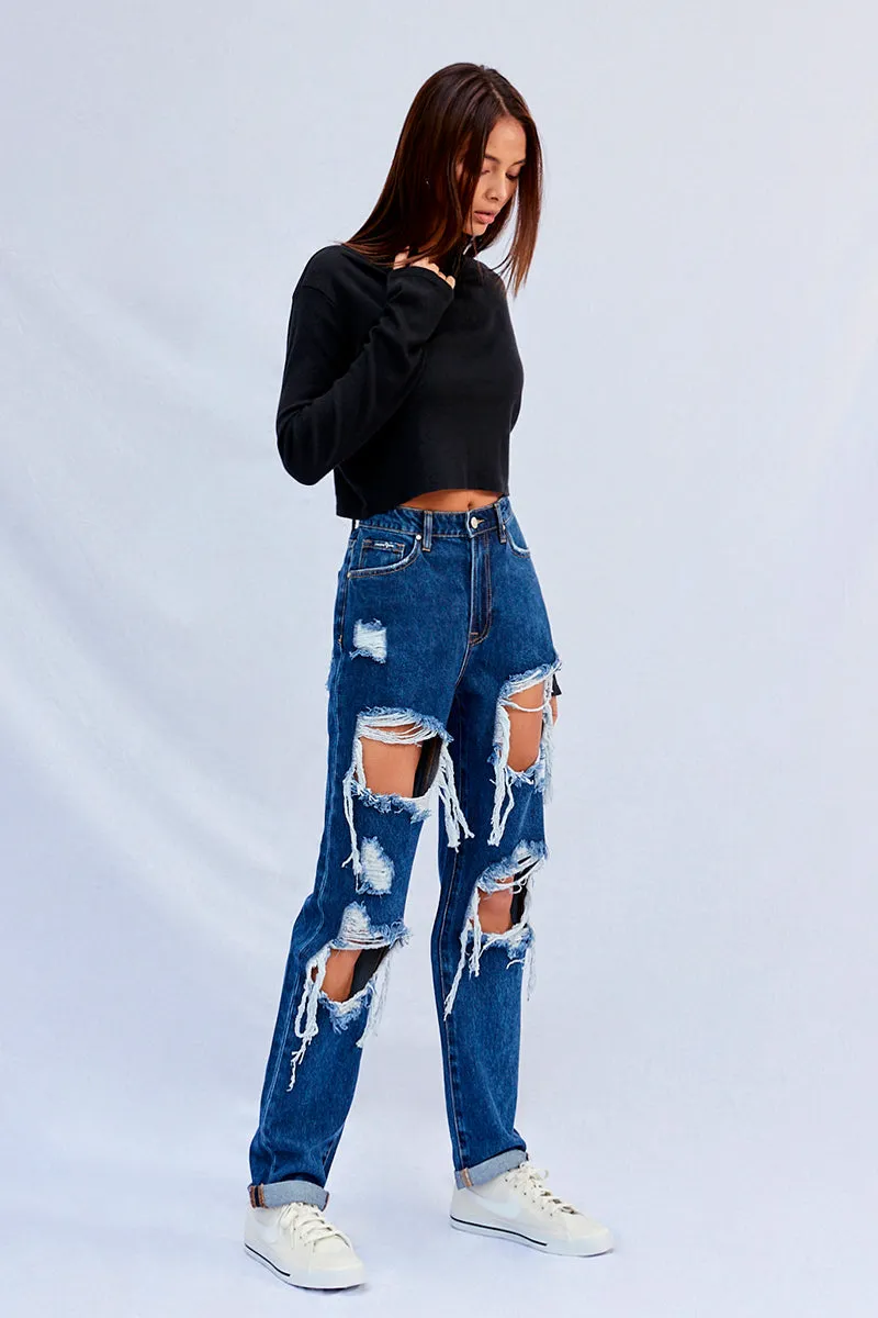 Favorite Look High Waist Ripped Baggy Jeans