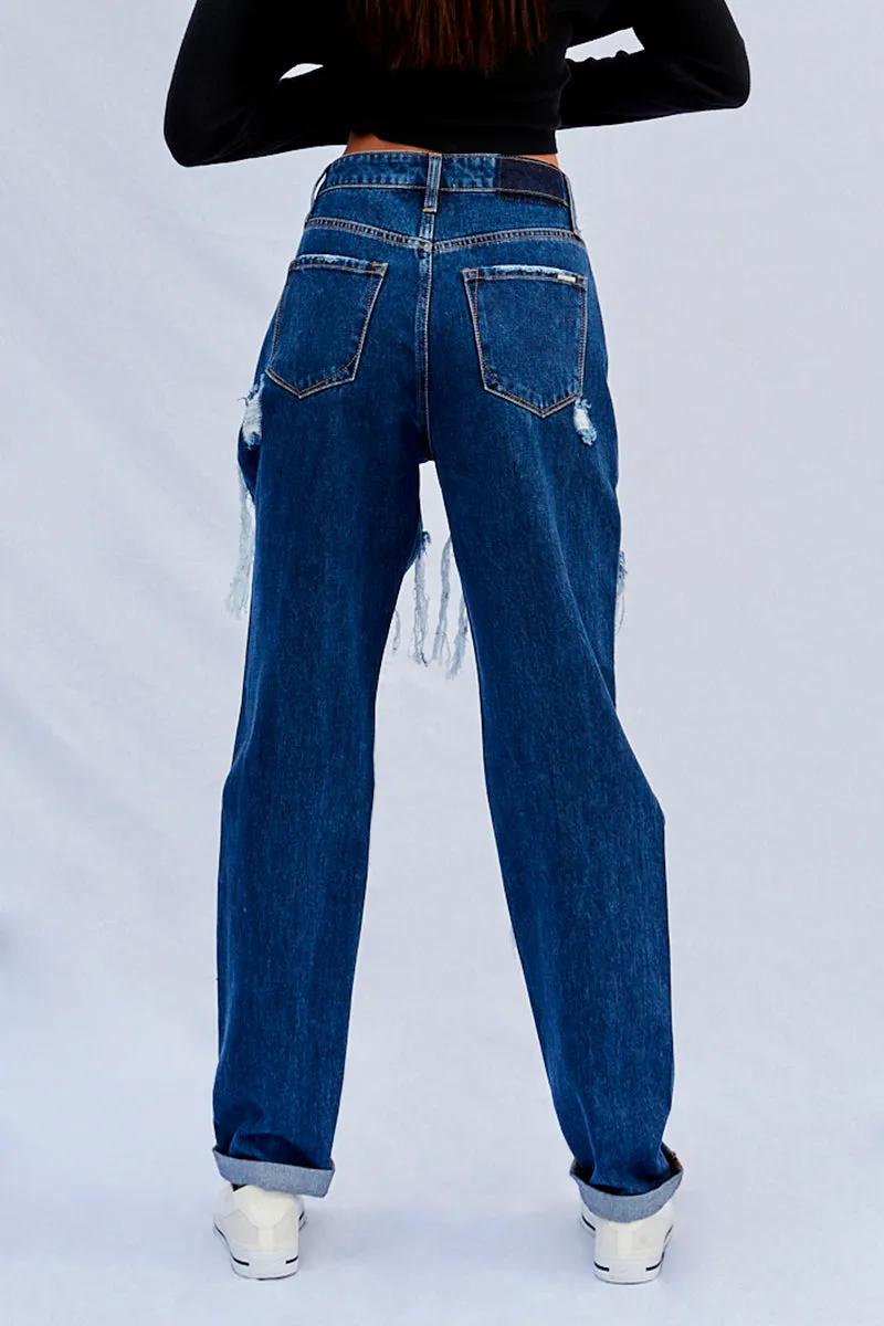Favorite Look High Waist Ripped Baggy Jeans