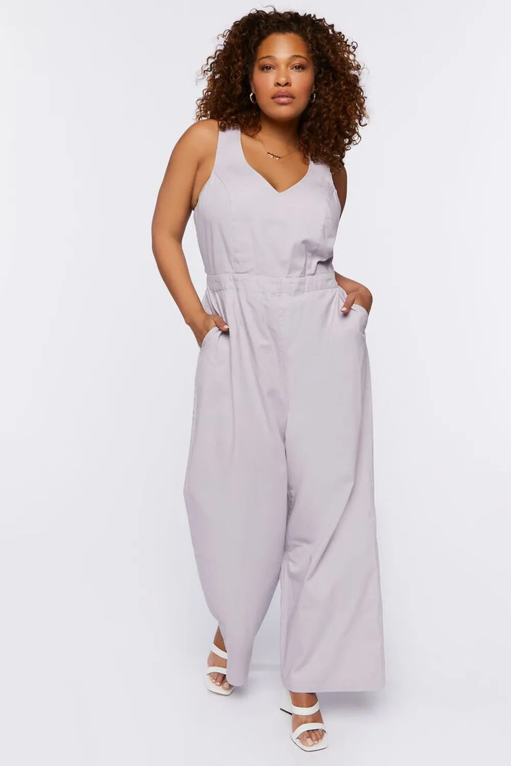 Forever 21 Plus Size Tie Back Jumpsuit, Lilac