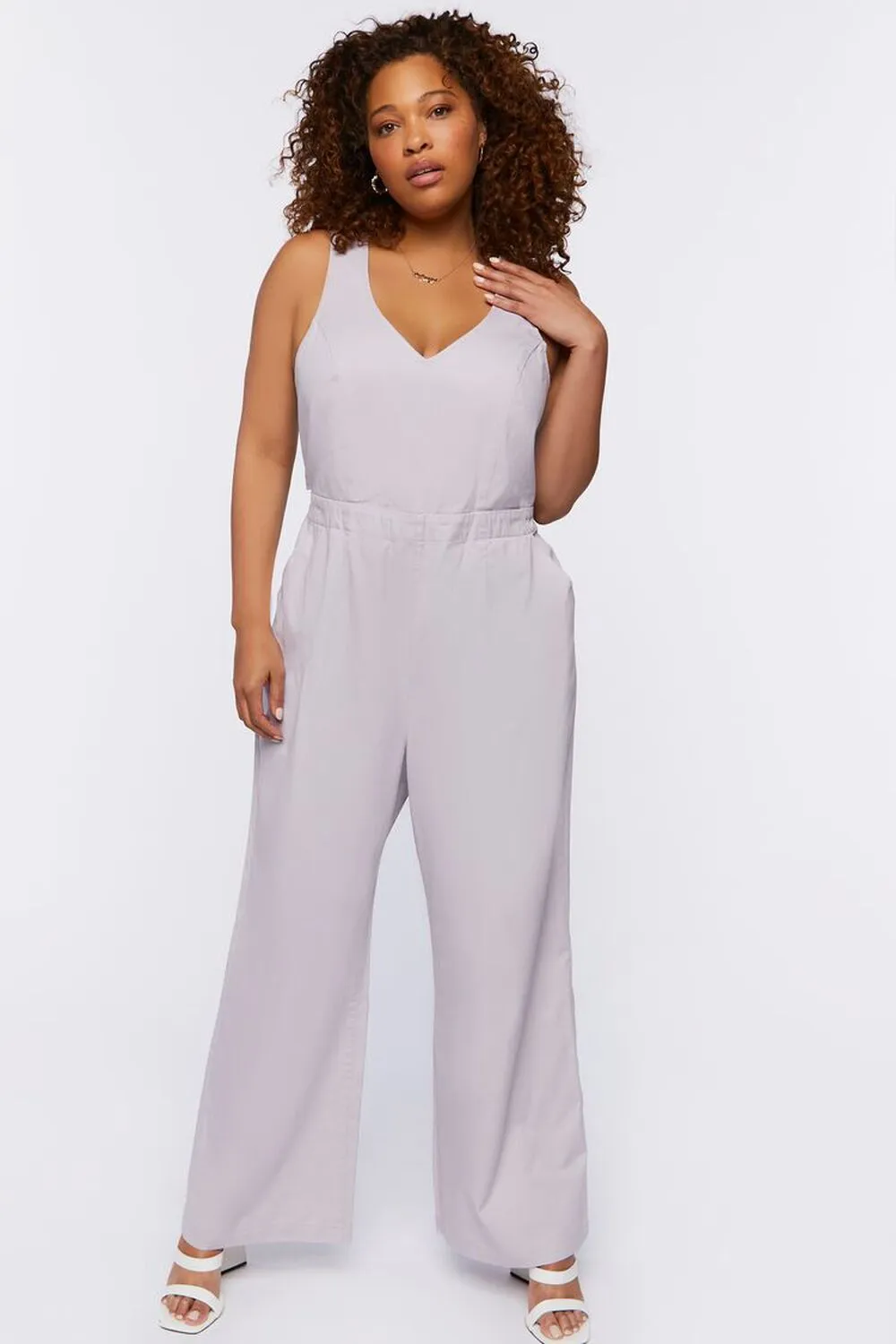 Forever 21 Plus Size Tie Back Jumpsuit, Lilac