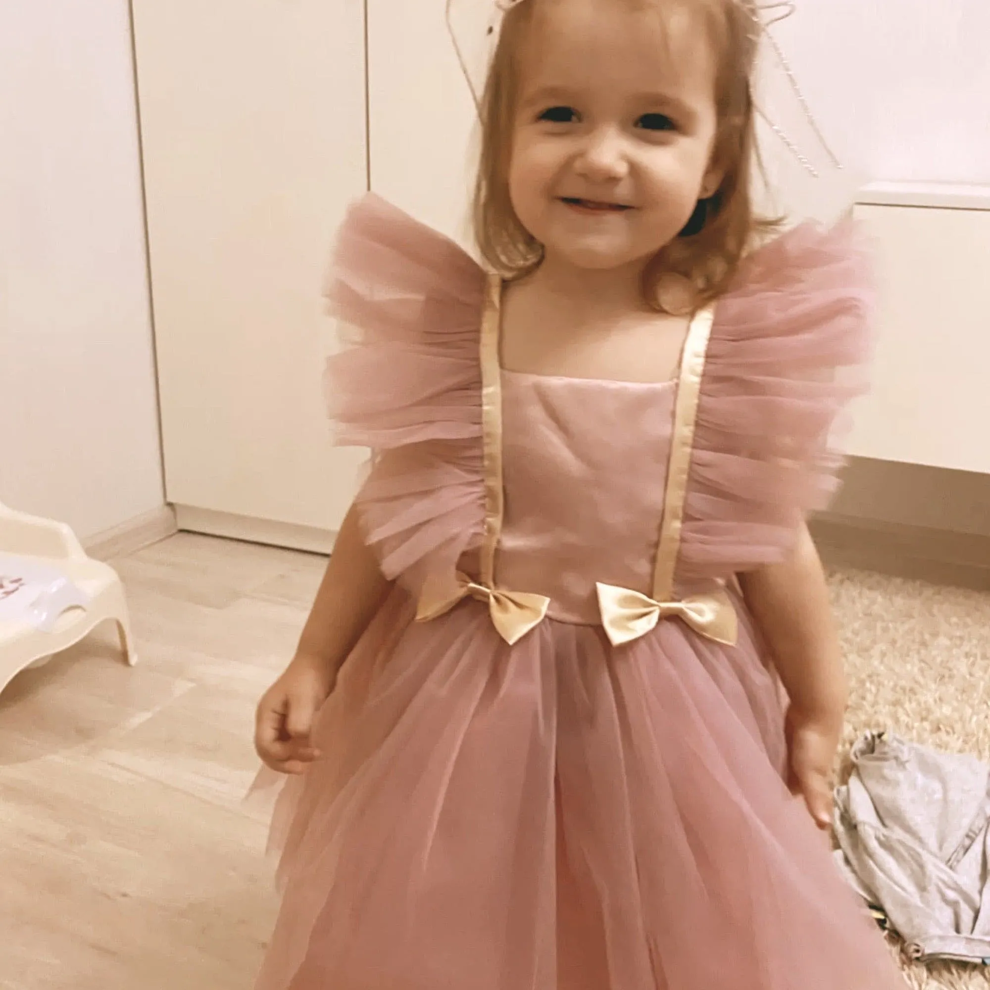 Girls Tulle Dress - Deep Pink