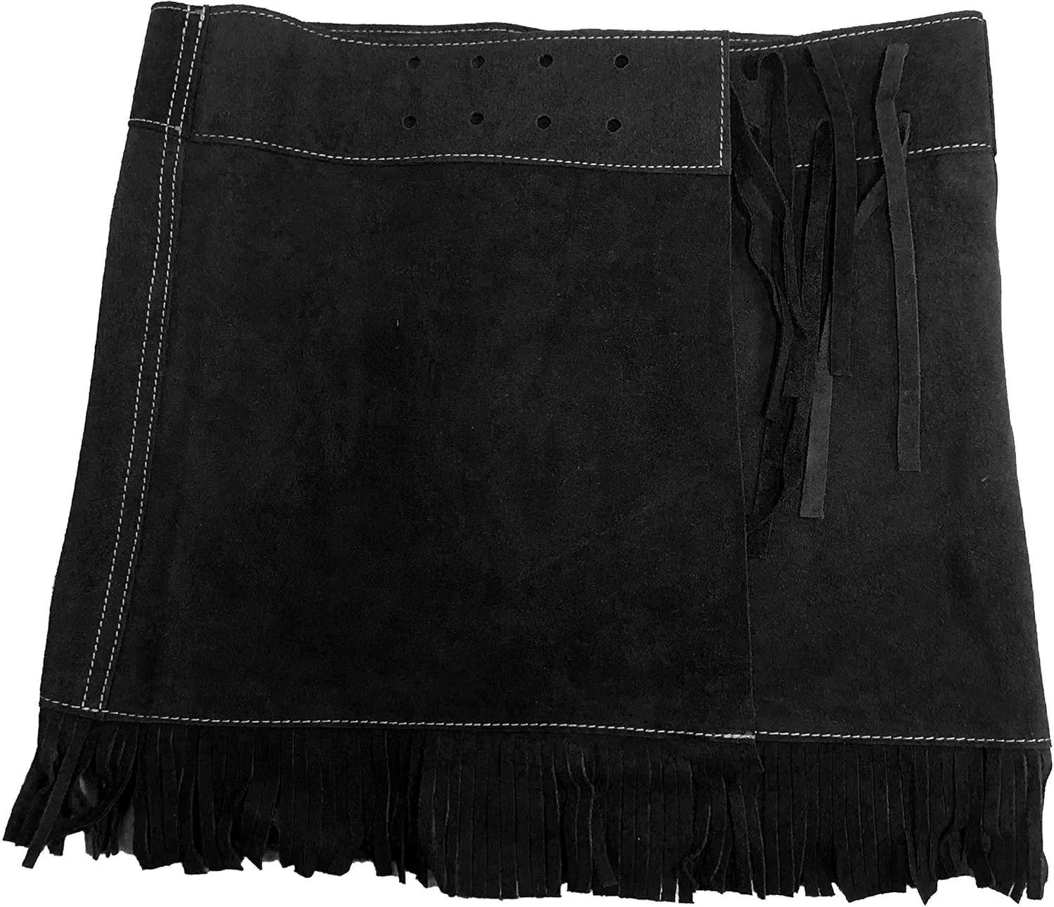 Girl's Western Suede Leather Vest & Skirt Set with Fringe