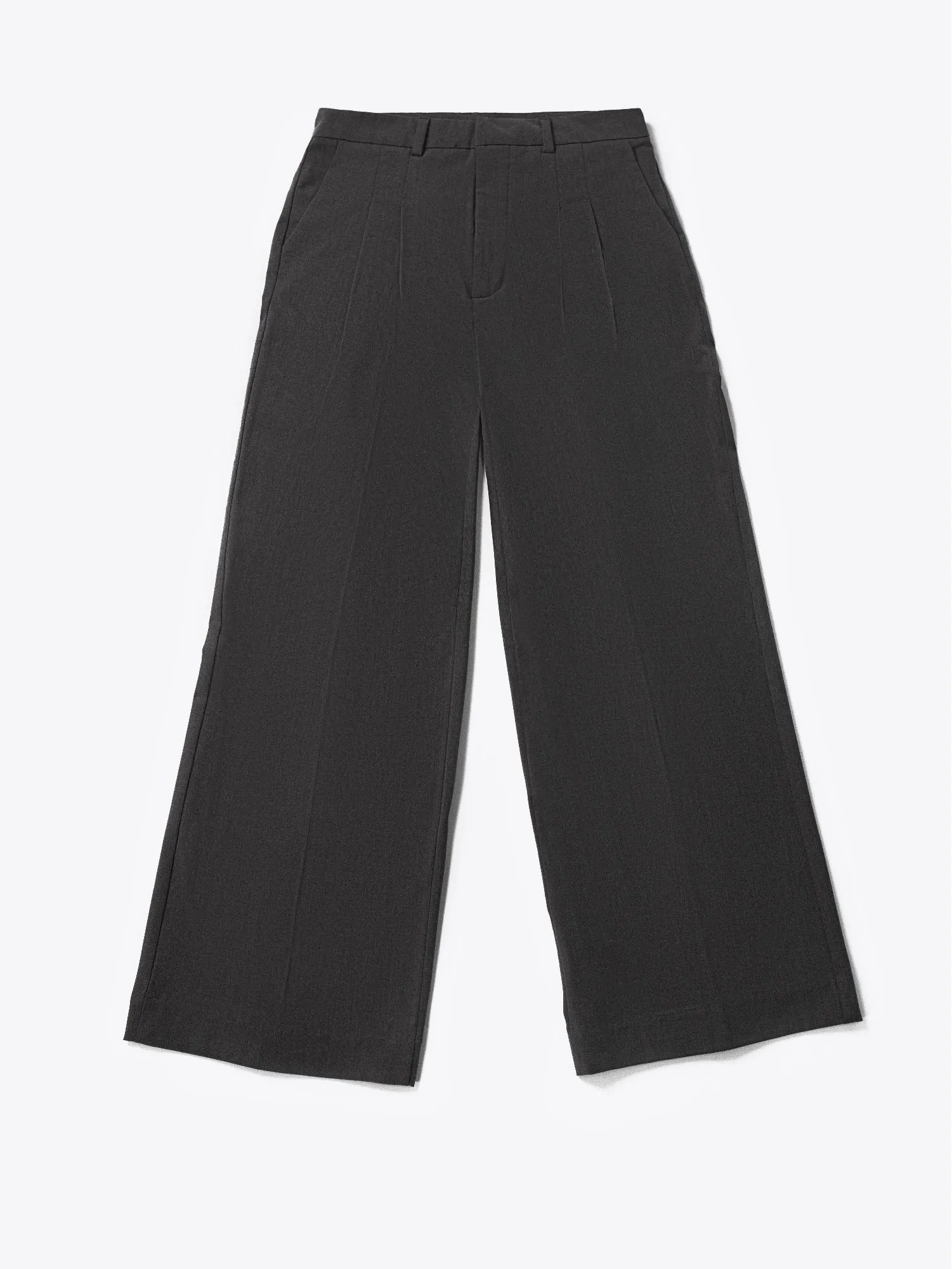 Grey Pleated Wide Leg Pants