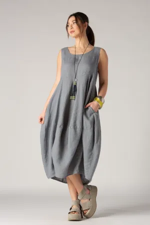 GRIZAS Palloncino Dress in Grey Linen
