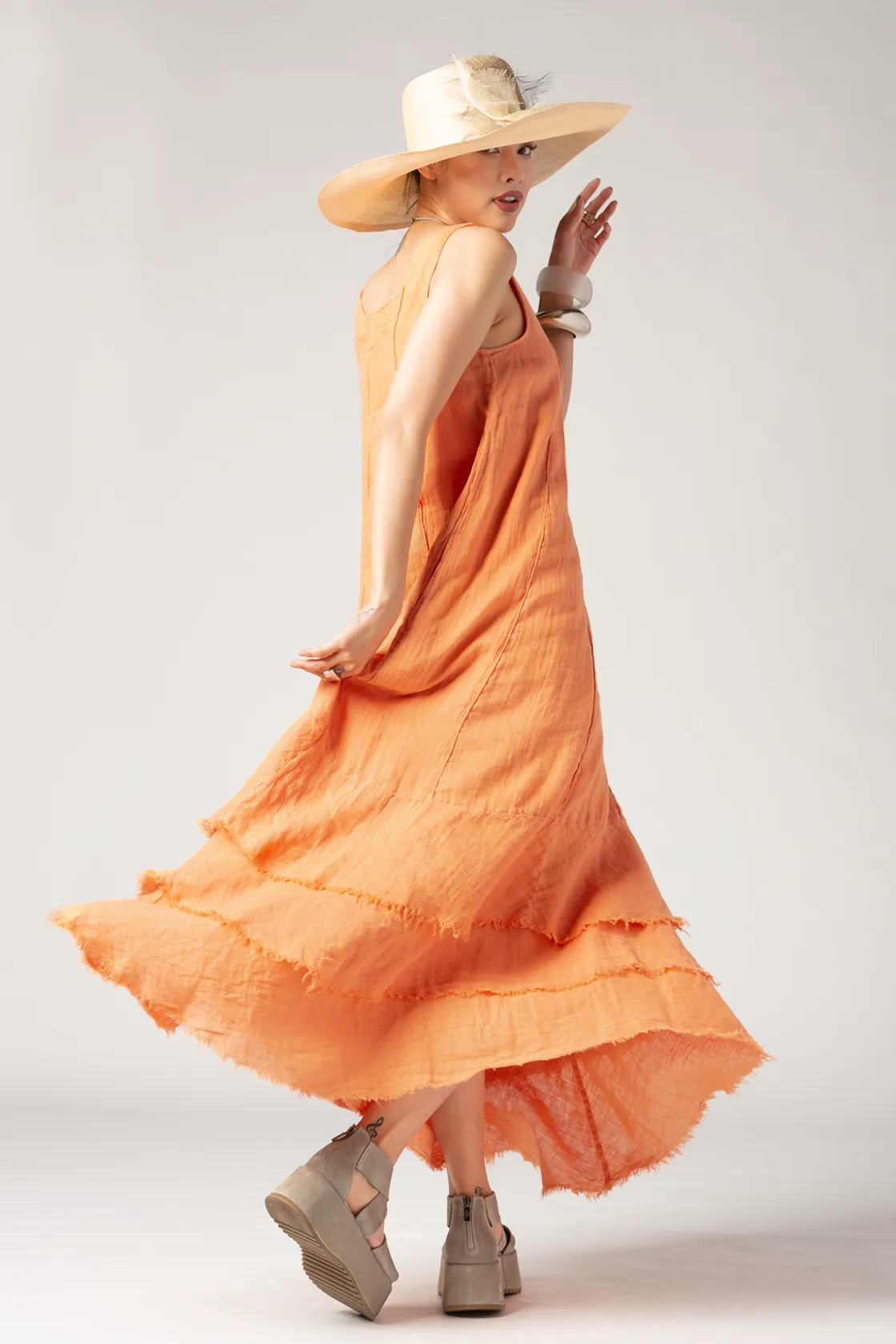 GRIZAS Tirta Dress in Melon Linen