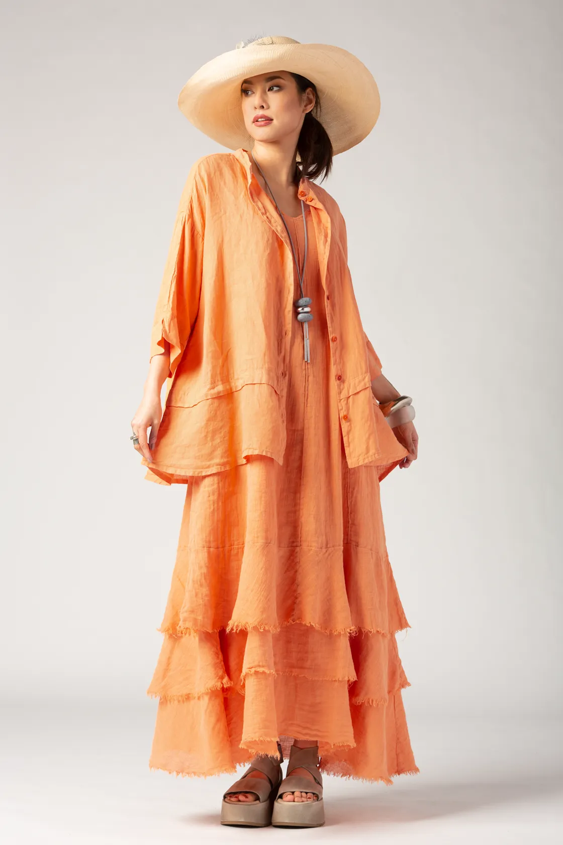 GRIZAS Tirta Dress in Melon Linen