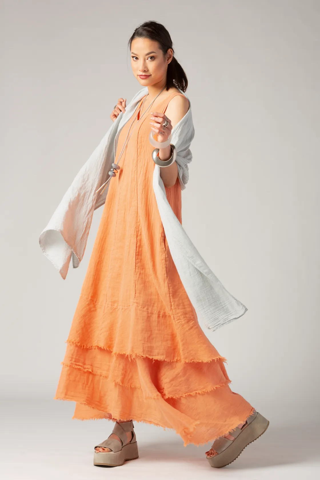 GRIZAS Tirta Dress in Melon Linen