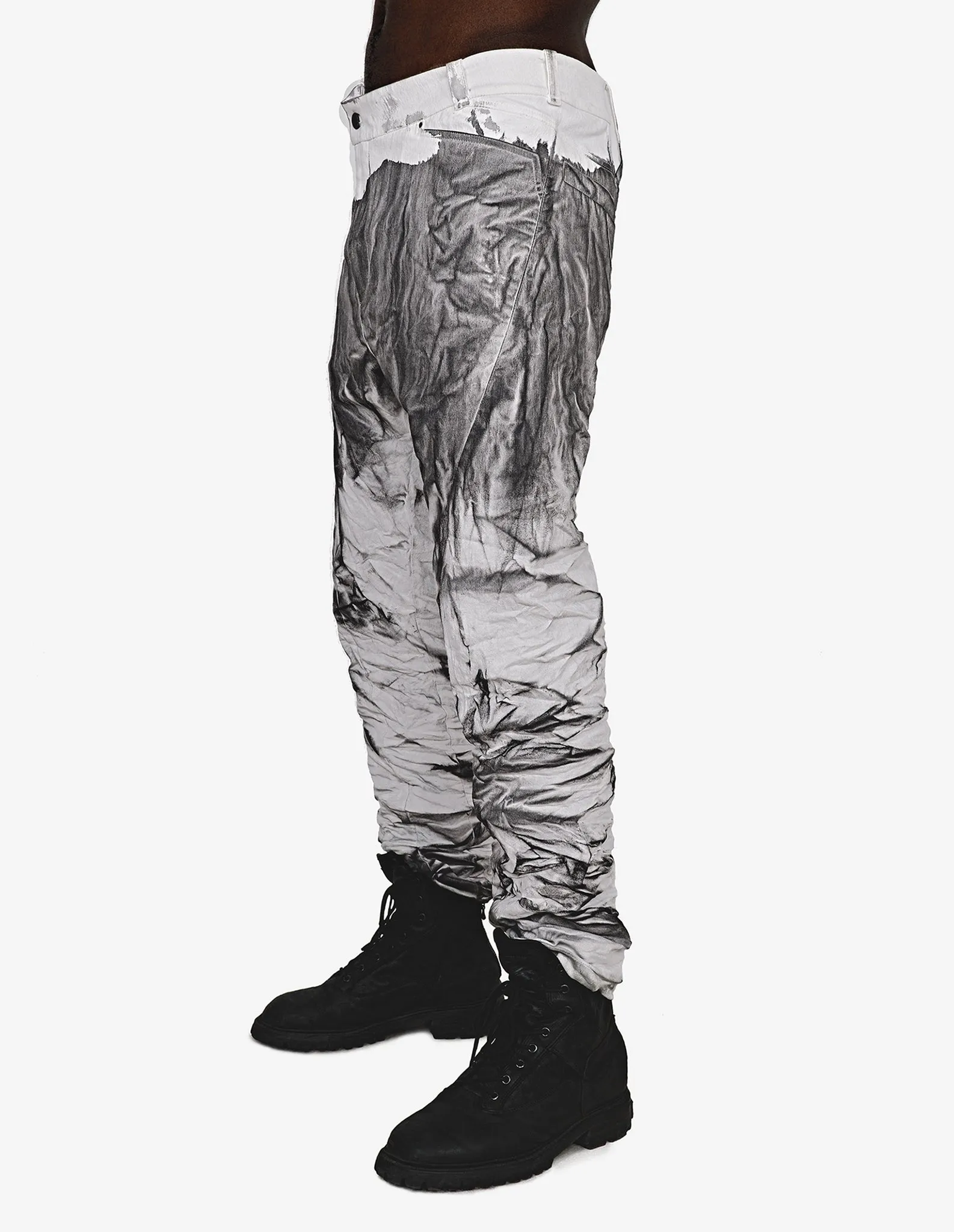 Hand-painted Crinkled Denim Pants