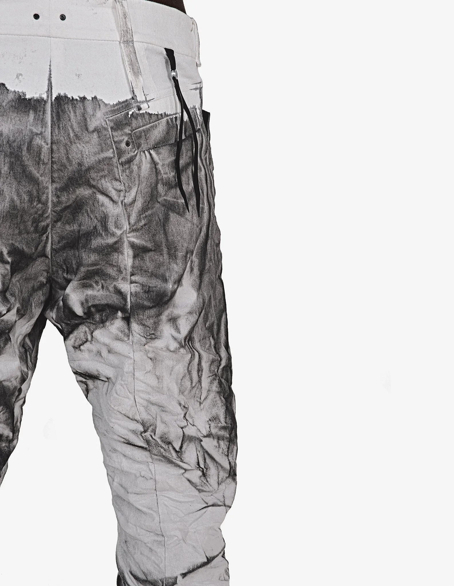 Hand-painted Crinkled Denim Pants
