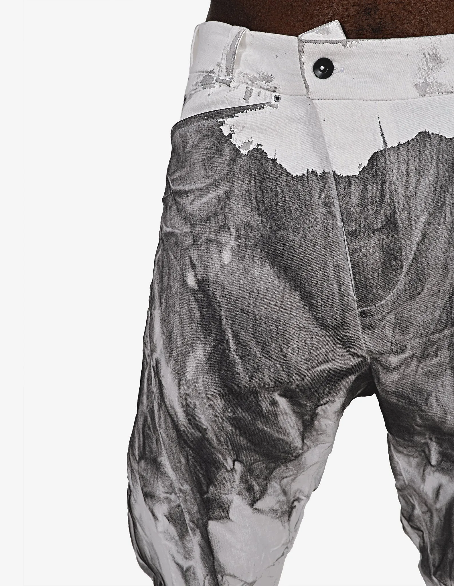 Hand-painted Crinkled Denim Pants