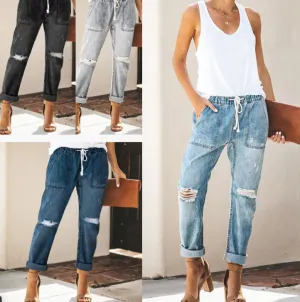High Quality Denim Jeans Ripped Slim Jeans Women
