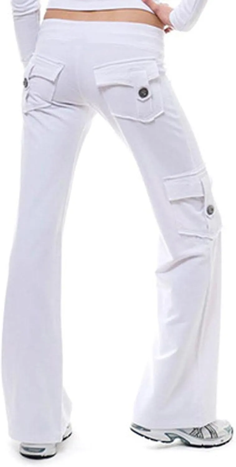 hlysgo Wide Leg Cargo Pants for Women 2025 High Waisted Yoga Leggings with Pockets Plus Size Drawstring Straight Leg Pants