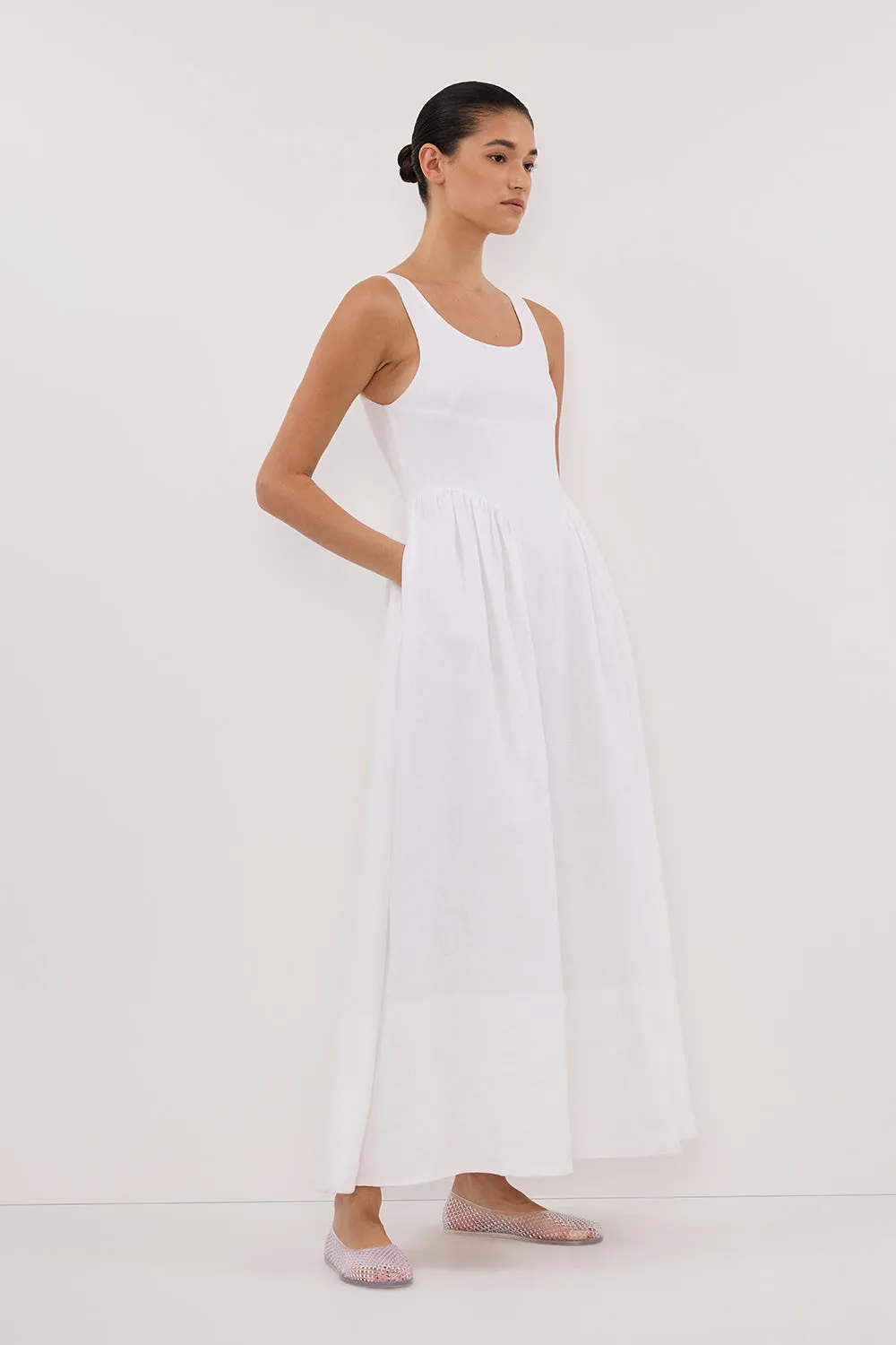 IBIZA WHITE LINEN DRESS