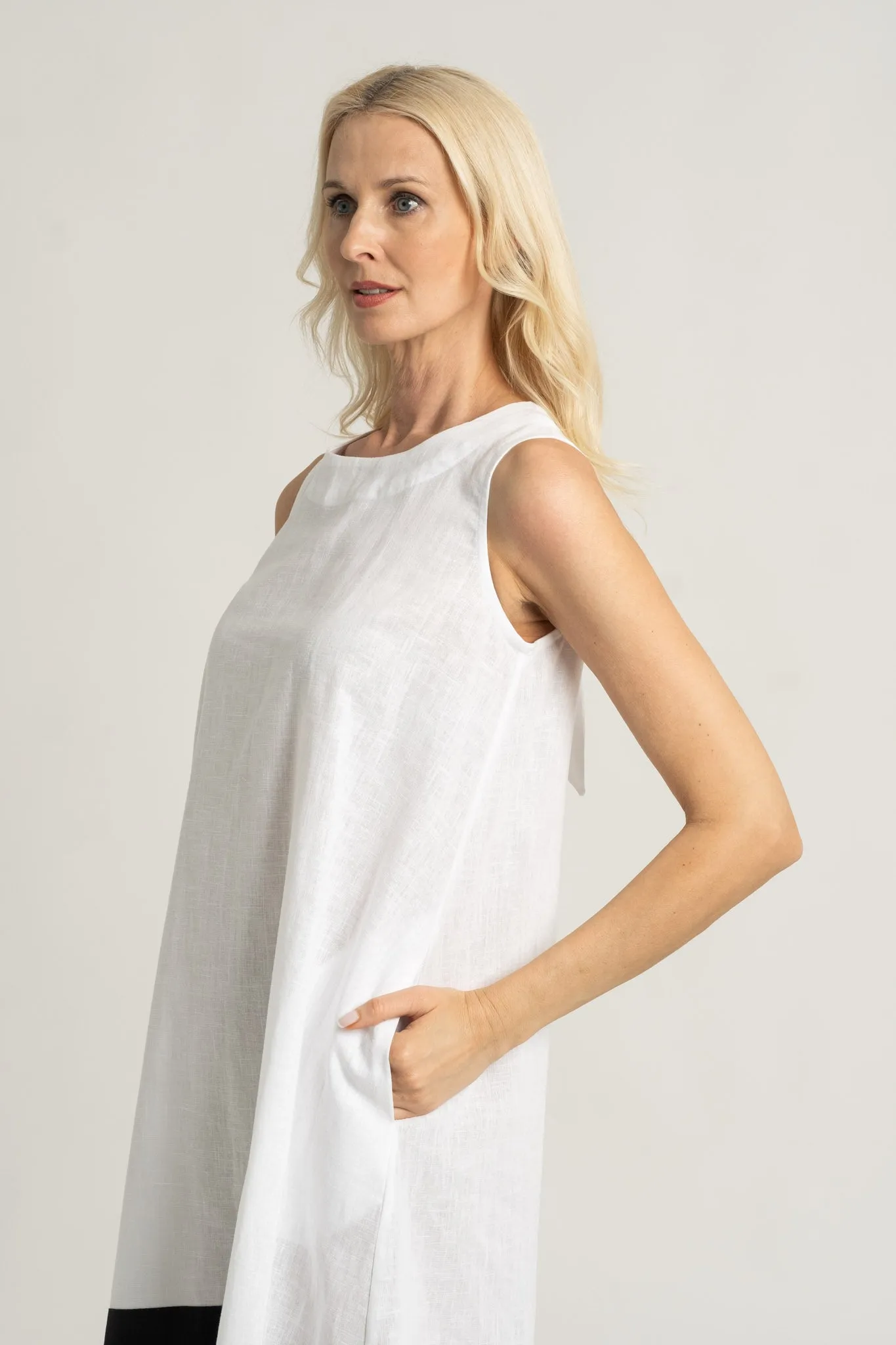 Illya Linen Midi Dress White II