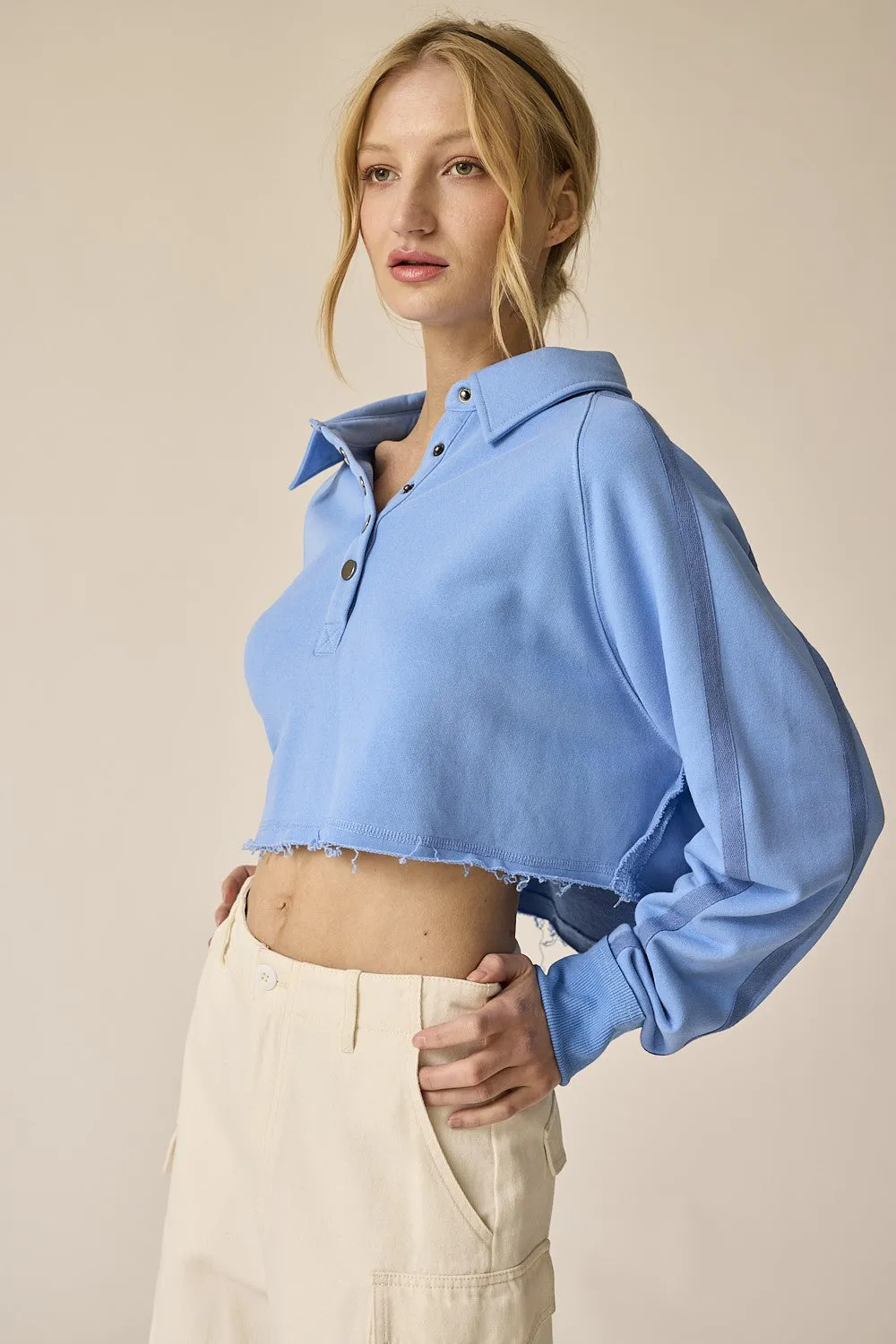 Isabella Loose Fit Collared Crop Top