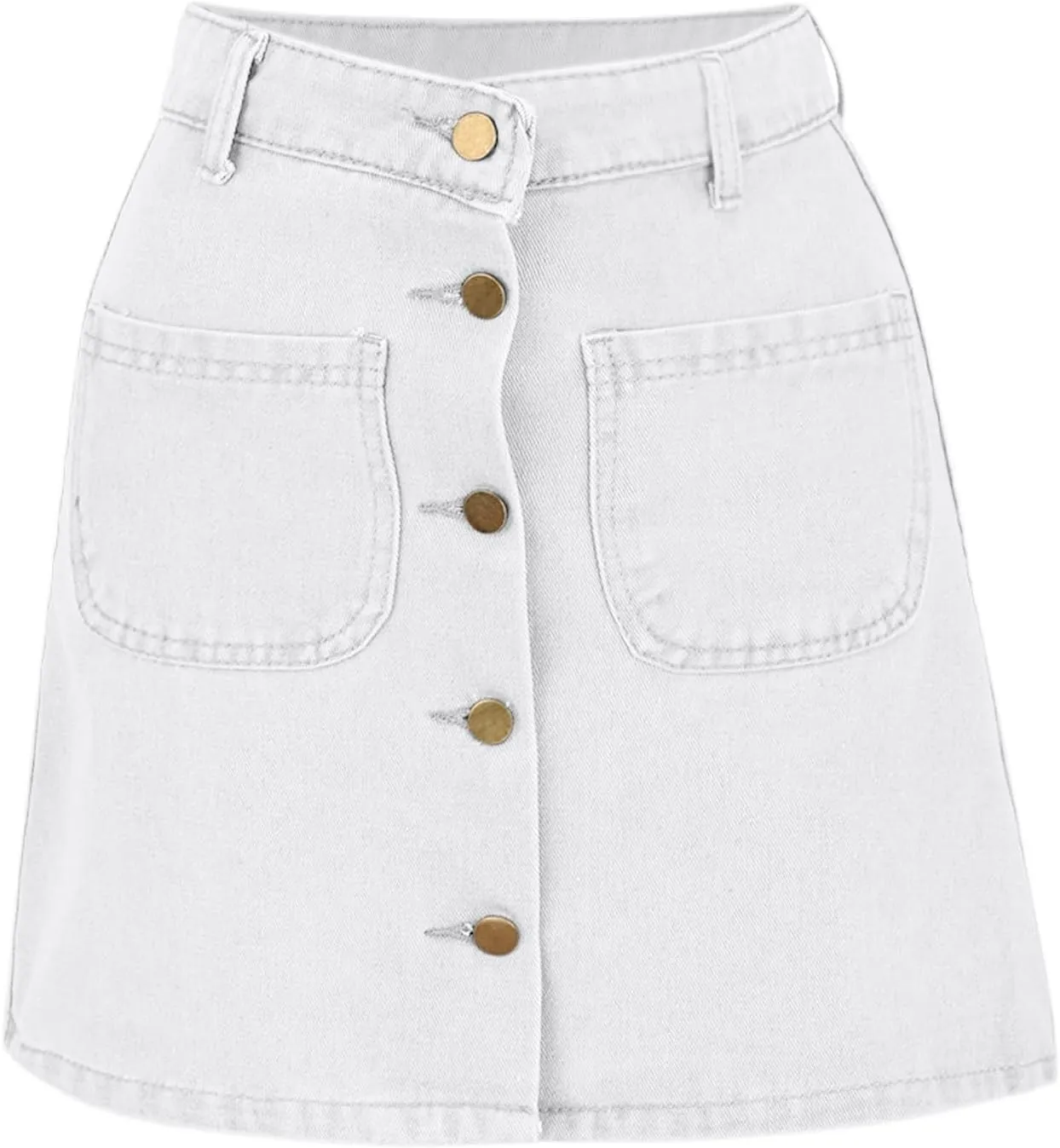 Jean Skirts for Women Denim High Waisted Trendy Stretchy Button Front Short Mini Pencil Skirt with Patch Pockets