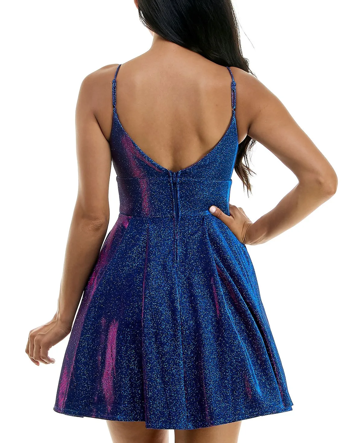 Junior B Darlin Slim Knit Sequined Evening Dress
