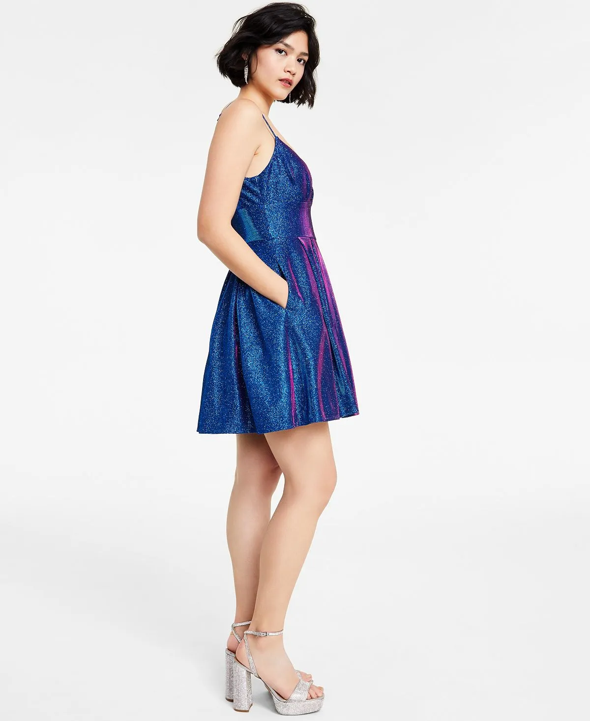 Junior B Darlin Slim Knit Sequined Evening Dress