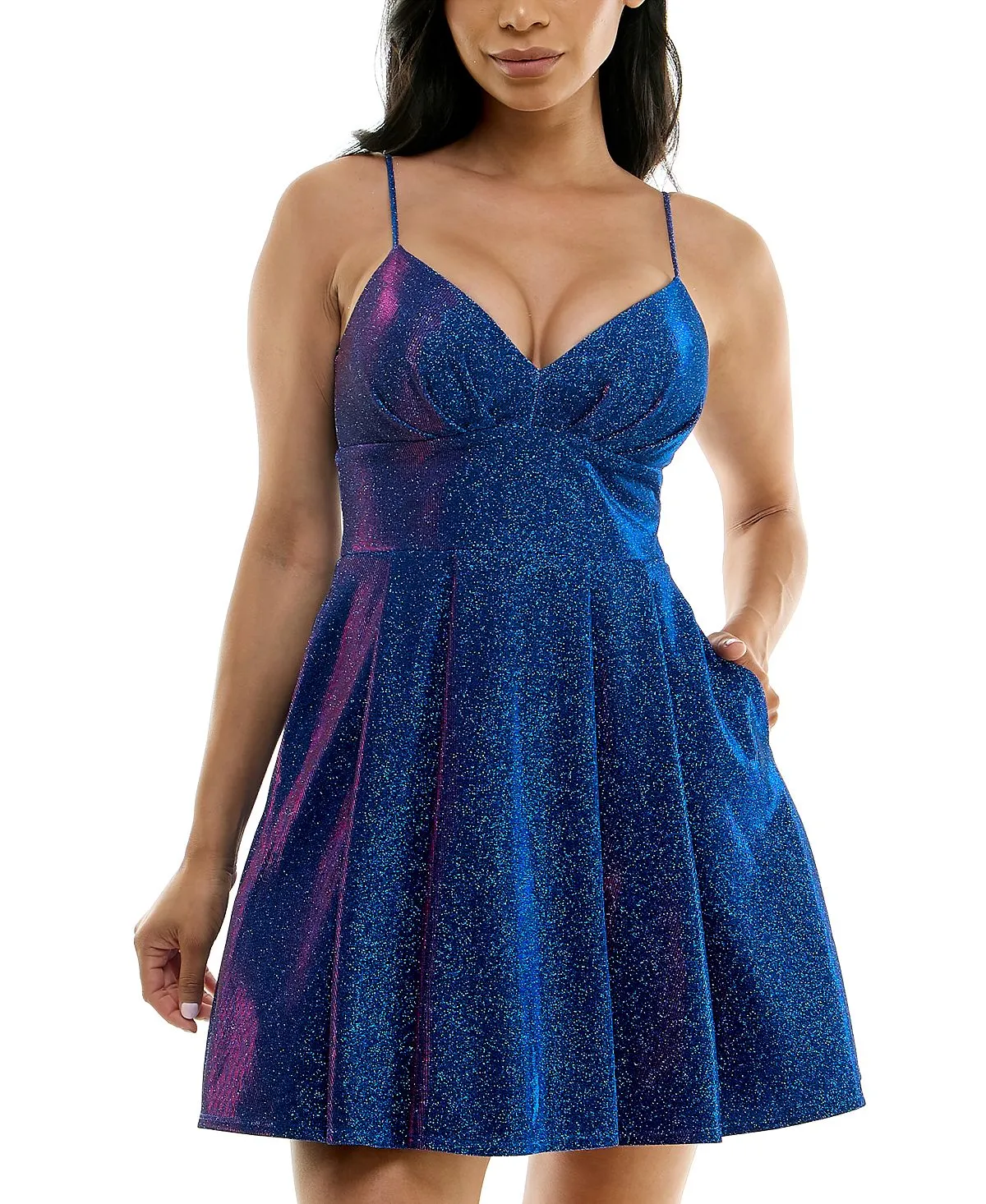 Junior B Darlin Slim Knit Sequined Evening Dress